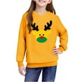 thumbnail image 4 of Lorytime Christmas Hoodies for Kids Boys Girls Reindeer Sweatshirt Long Sleeve Pullover Drop Shoulder Soft Tops Yellow, 4 of 4