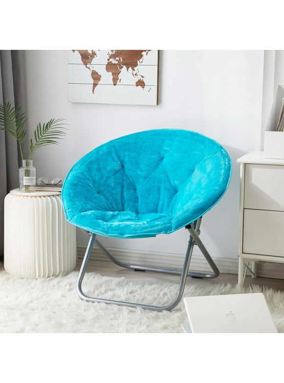Mainstays Faux Fur Saucer Chair, Light Blue