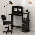 thumbnail image 2 of Furinno Compact 29-Inch Black Computer Desk, Gaming Desk with Shelves, Office Desk with Book Shelf, for Home Office, Study Room, Dorm, Bedroom, Dark Americano, 2 of 6