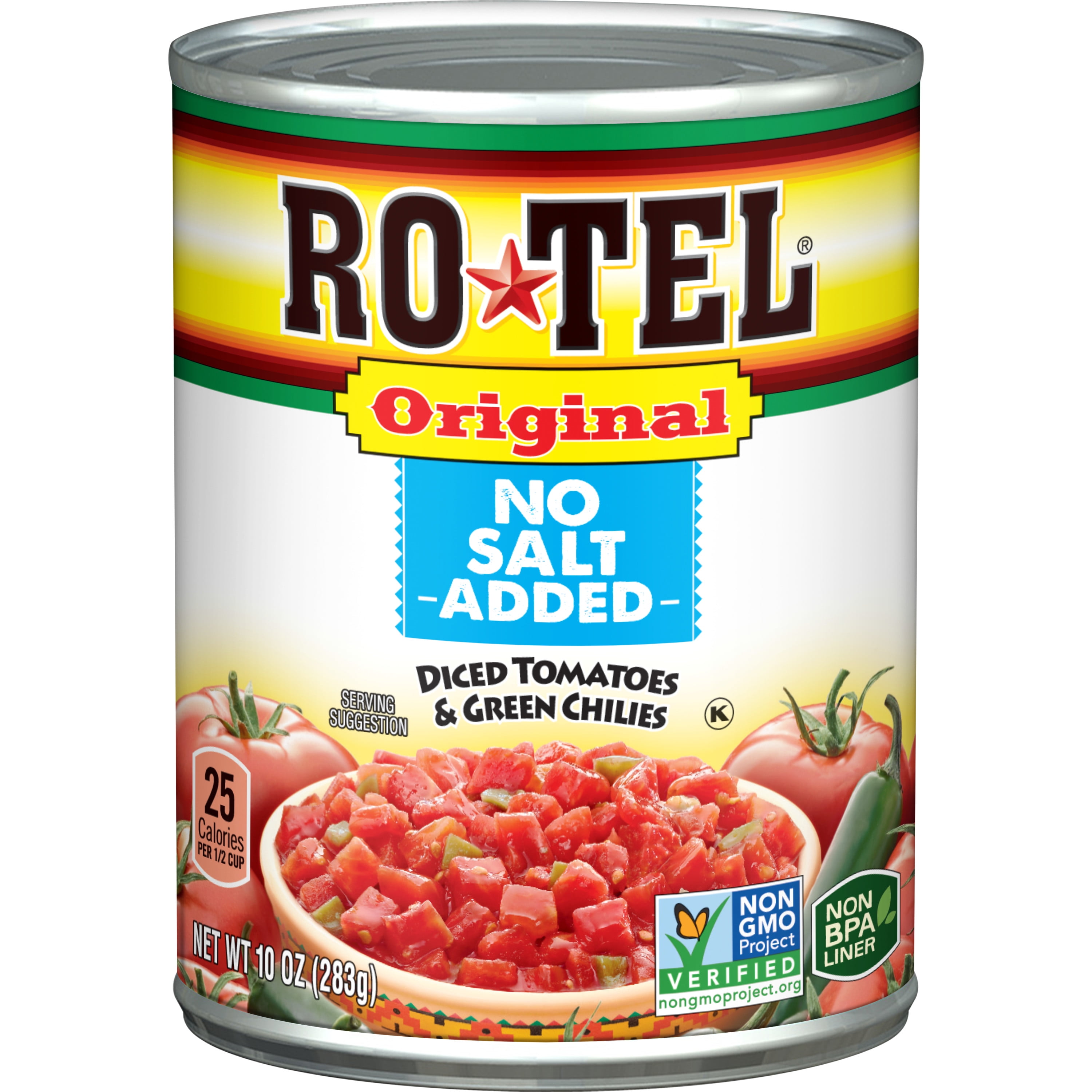 Rotel Original No Salt Added Diced Tomatoes And Green Chilies 10 Ounce Walmart Com Walmart Com