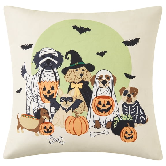 Mainstays 16" x 16" Reversible Decorative Outdoor Throw Pillow, Costume Dogs