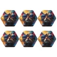 thumbnail image 2 of Pofeuu Cool Cat With Sunglasses Print Leather Coasters Set of 6, Round Cups Mugs Mat Pad for Home Kitchen Heat Resistant Drink Coasters,Hexagon, 2 of 7
