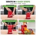 thumbnail image 2 of NutriChef 5-in-1 Cheese Grater & Shredder – Kitchen Grater with 5 Interchangeable Blades for Thin, Thick, Julienne, Wavy & Straight Cuts, Hand Crank, Suction Base & Storage Container (Red), 2 of 5
