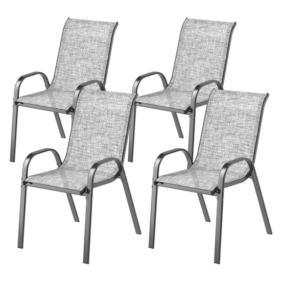 Outdoor Stackable Patio Dining Chairs Set of 4,High Back Outdoor Patio Chairs with Breathable Mesh Seat,Metal Frame for GardenLawn Backyard