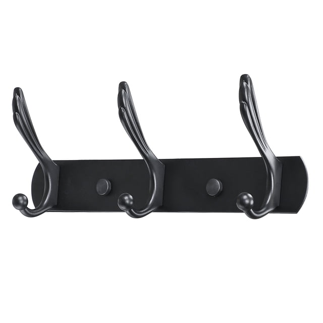 Uxcell 3 Ganchos con Tornillos Soporte de Pared Doble para el Hogar DIY para Abrigos y Toallas Aleación de Zinc Negro 1 pieza