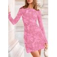 thumbnail image 4 of PRETTYGARDEN Women's Fall Fashion Floral Long Sleeve Mini Dress Mesh Bodycon Short Party Date Night Going Out Dresses, 4 of 10