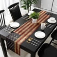 thumbnail image 3 of Vintage American Flag Table Runner 108 Inches Long, Farmhouse Shabby Retro Red Blue Kitchen Coffee Dining Table Decoration for Home Party Birthday Wedding Home Decor 13x108 Inches, 3 of 8