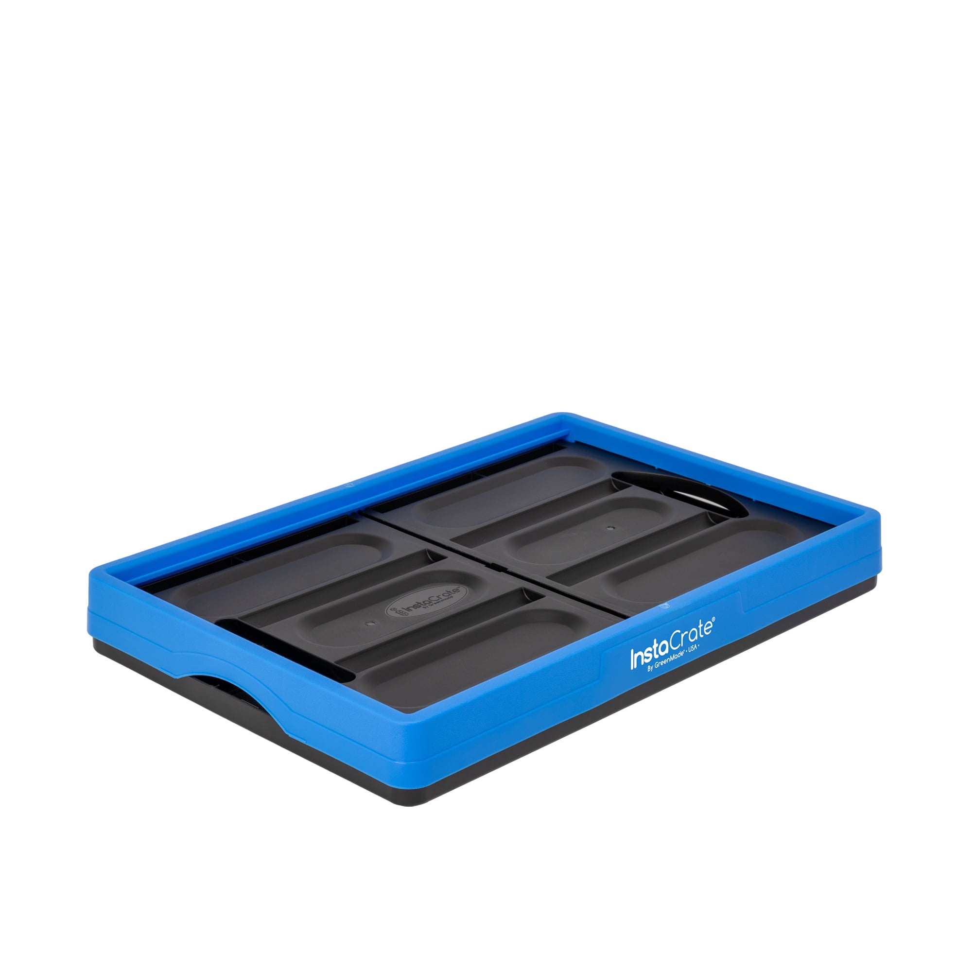 Greenmade Instacrate 12-Gallon Collapsible Plastic Storage Bin with Handles, Black and Blue