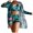 Blue, variant on Teissuly Women's Printed Bikini Straps Bikini Deep V Sexy Split Swimsuit Set Three Piece Swimsuit Set