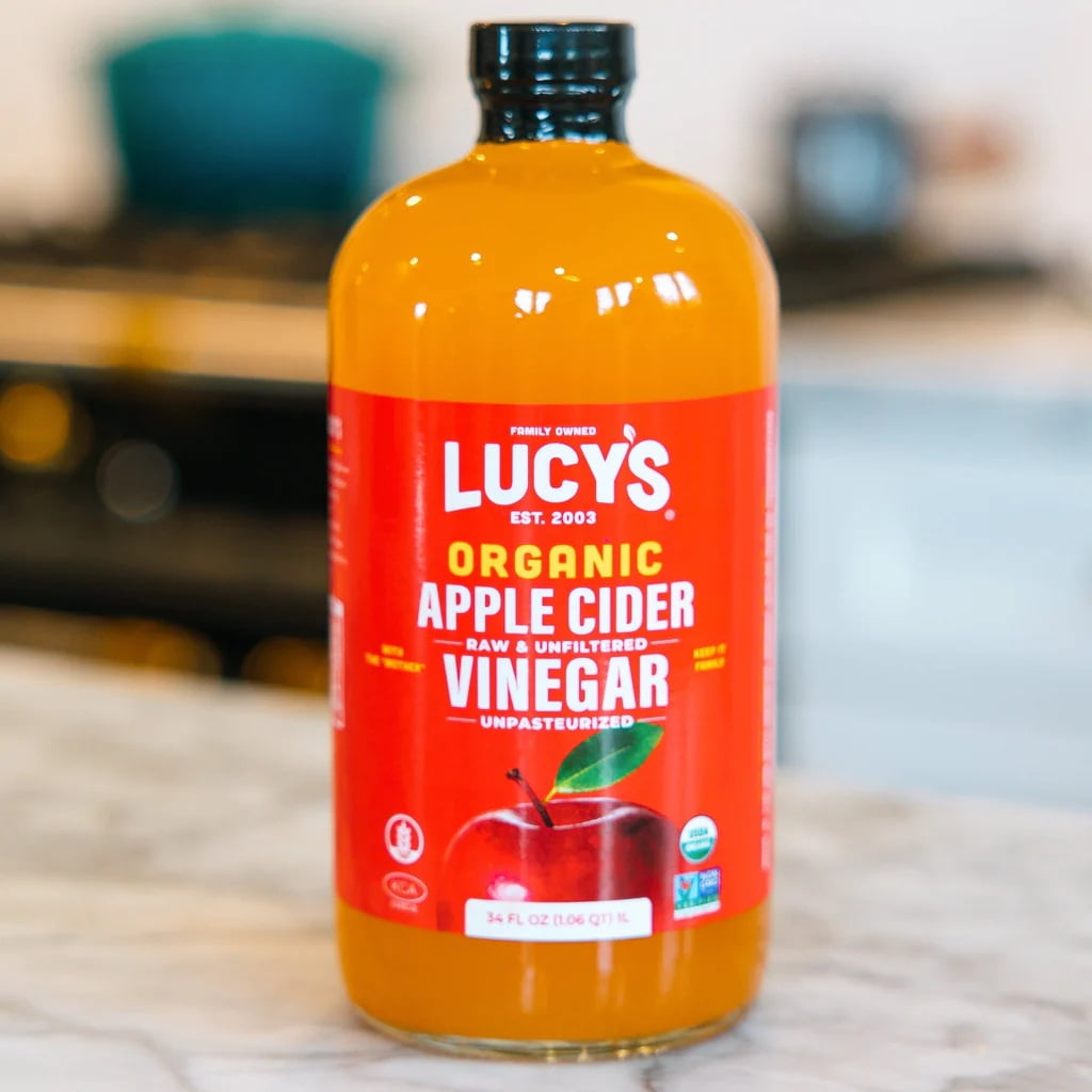 Lucy's Raw Apple Cider Vinegar Unfiltered Unpasteurized With The Mother Organic Non-GMO Glass Bottle 34oz