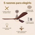 thumbnail image 2 of Ventilador de Techo con Luz LED - Motor DC Silencioso Reversible con Control Remoto - 3 Aspas de Diseño Aerodinámico con Acabado Madera - Lámpara Ventilador para Sala, Recámara o Terraza, 2 of 7