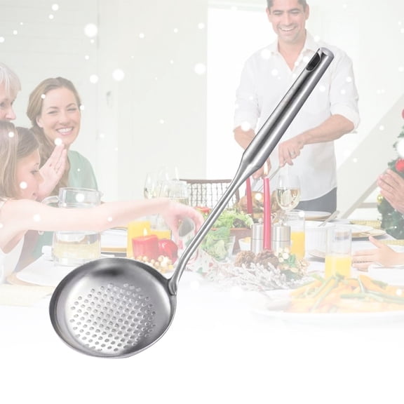 ibasenice 1Pc Stainless Steel Soup Spoon with Filter Hole for Kitchen and Hotpot Use