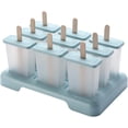 thumbnail image 1 of Moldes para paletas de helado, juego de moldes para paletas reutilizables para hacer tú mismo, moldes para helado con palito para congelar jugo de fruta o helado de yogur (9 rejillas, azul), 1 of 4