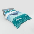thumbnail image 2 of Ambesonne Landscape Bedding Set 4 Pcs, Cartoon Ocean Whale, Queen, Blue, 2 of 2