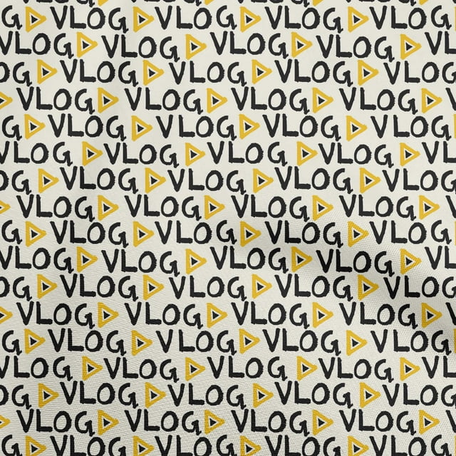 oneOone Polyester Spandex Yellow Fabric Text Craft Projects Decor Fabric Printed By The Yard 56 Inch Wide