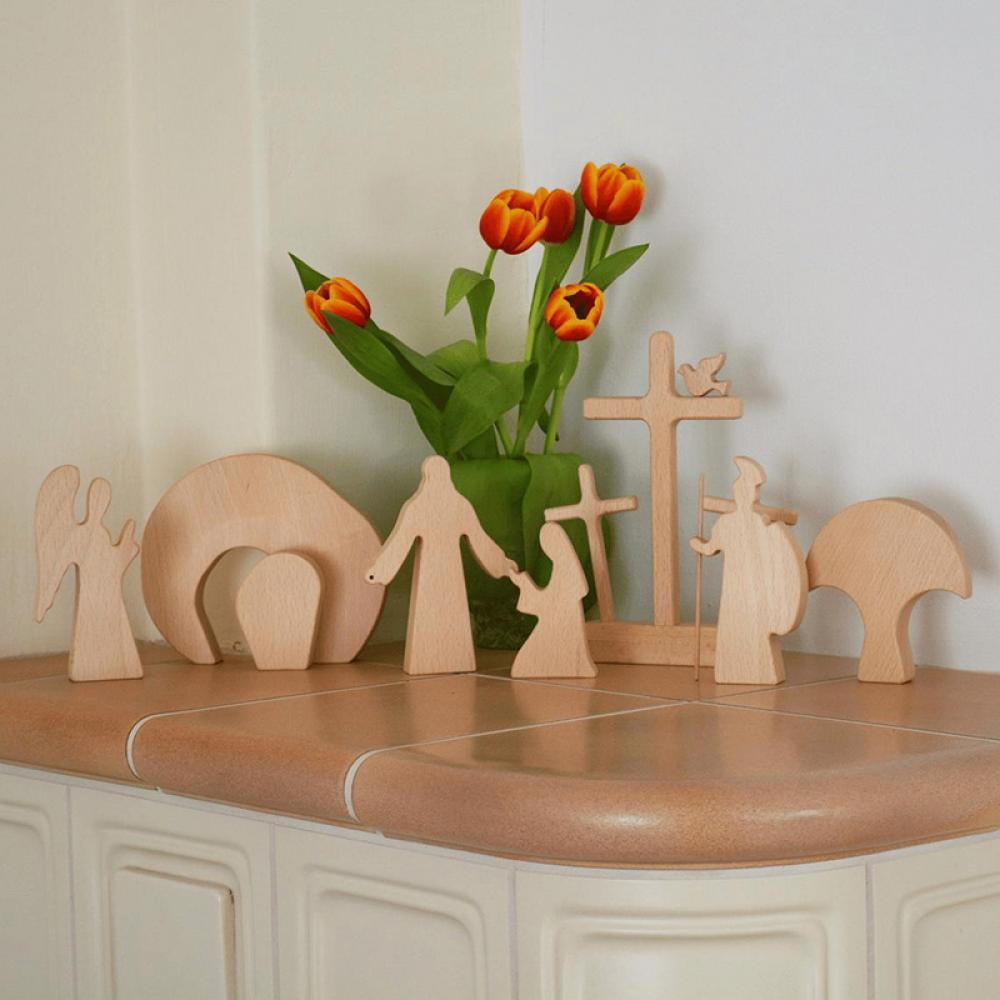 Easter Resurrection Scene Set, Easter Wooden Decorations Religious for