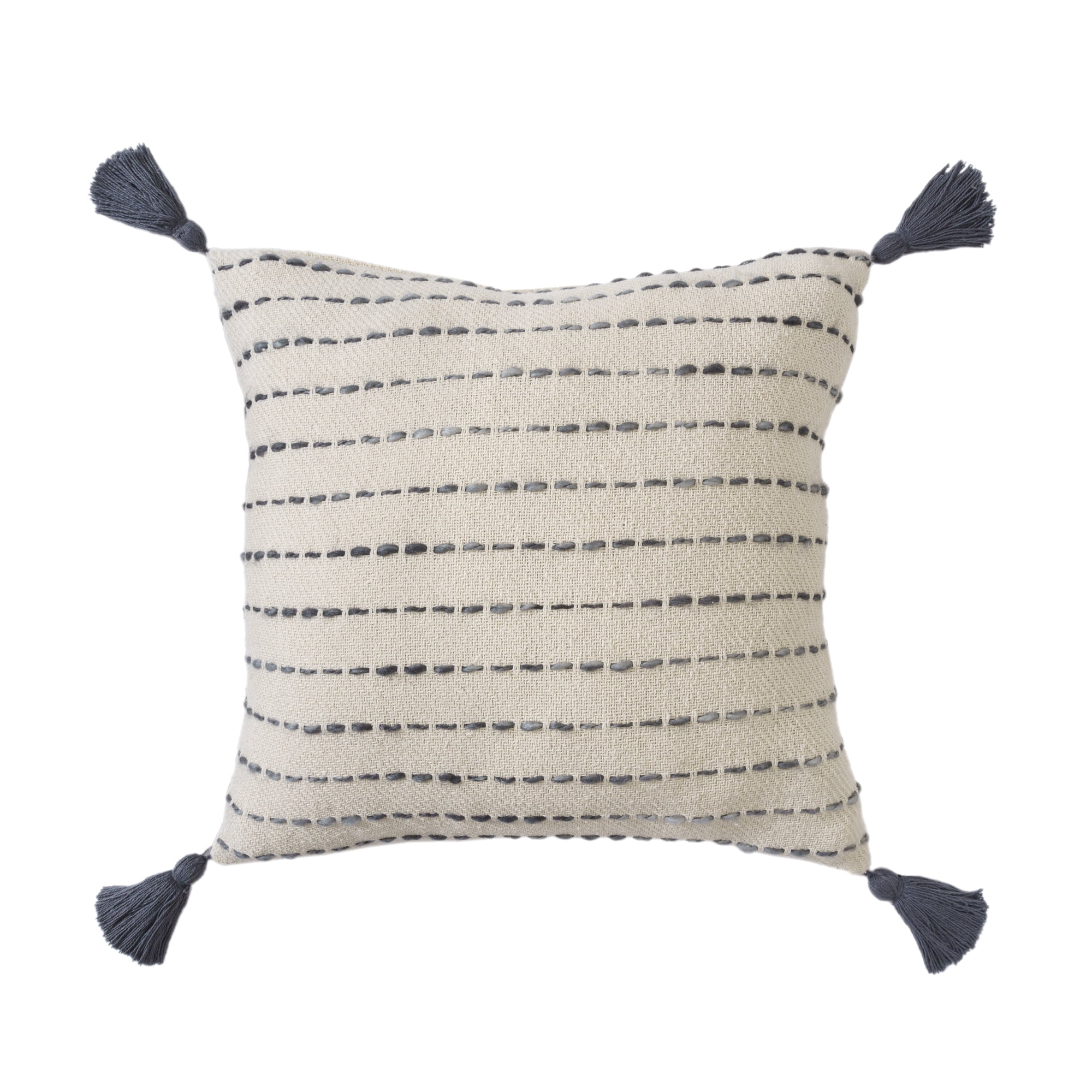 Ox Bay Emma 20" x 20" White/Navy Striped Cotton Blend Adult Decorative Throw Pillow