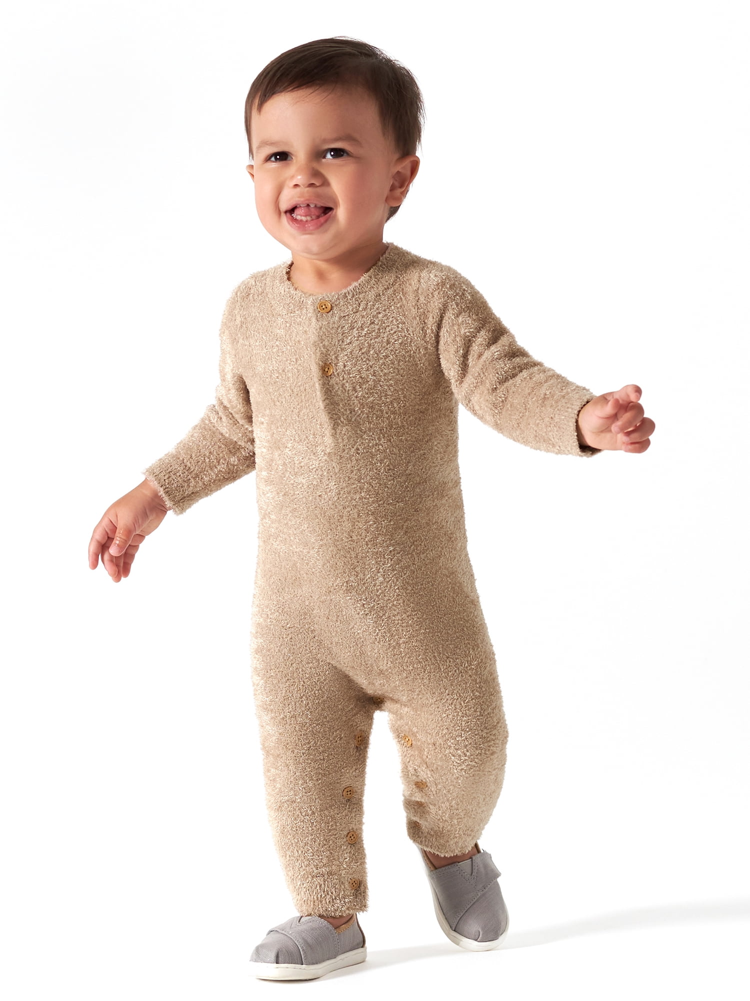 Modern Moments by Gerber Baby Boy or Girl Gender Neutral Long Sleeve Cozy Henley Long Sleeve Romper, Sizes 0/3-24 Months