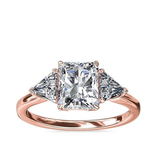 1.00 Carat Excellent Radiant Cut Natural Diamond Three Stone Beautiful Ring for Girls Solid 18K Rose Gold Size 11.5