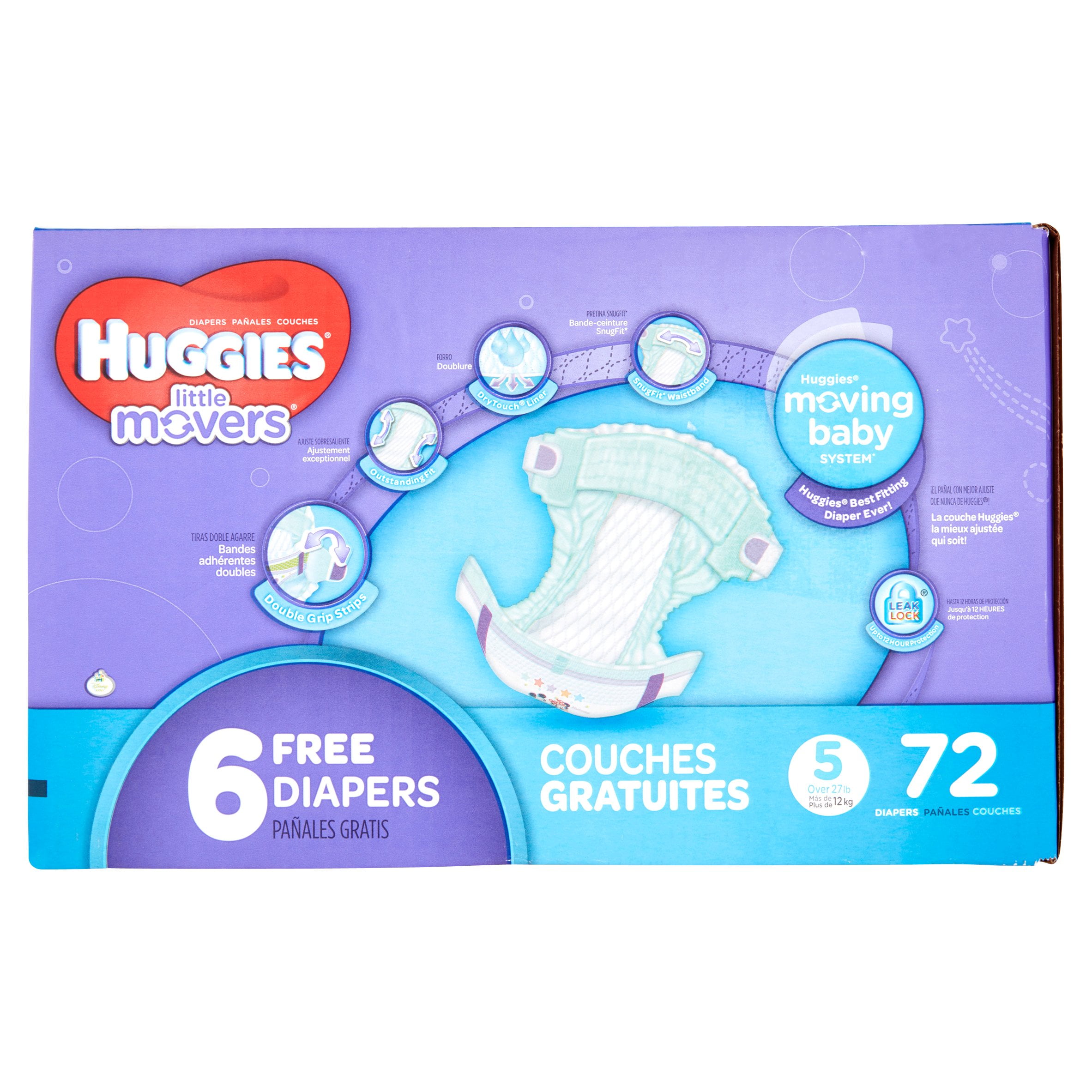 HUGGIES Little Movers Diapers, Size 5, 72 Diapers - Walmart.com
