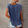 thumbnail image 3 of Womens T Shirts Summer Tops Cap Sleeve Casual V Neck Solid Casual Shirts Loose Fit Blouse T-Shirt, 3 of 7