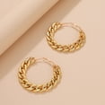 thumbnail image 4 of Geometric Earrings Oversized Plain Hoops Chunky Chain Detail, 4 of 5