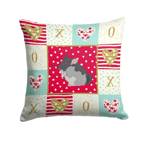 Carolines Treasures CK5420PW1414 Black Velvet Chinchilla Love Fabric Decorative Pillow 14Hx14W multicolor