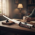 thumbnail image 6 of SZCO 37" Samurai Katana Sword - Handmade Stainless Steel Japanese Sword With Red Rain Skin, White Wood Scabbard., 6 of 8