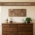 thumbnail image 2 of Medium - Round Unframed Walnut Wooden Wall Sculpture Set of 3 Home Decor Accent, 2 of 7