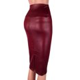 thumbnail image 2 of HEVIRGO Fashion Women High Waist Split Faux Leather Knee Length Bodycon Pencil Skirt, 2 of 10