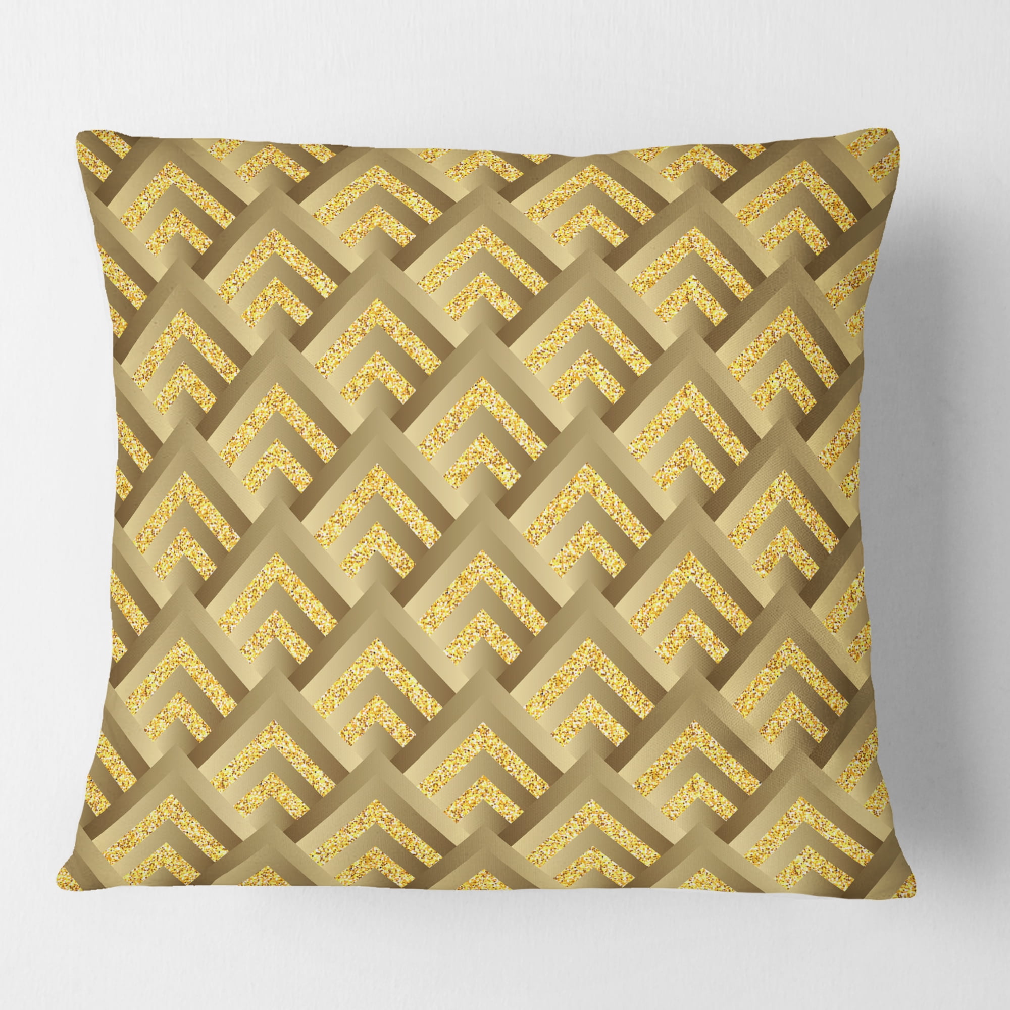 Designart Golden Plaid pattern' Mid-Century Modern Throw Pillow - 18x18