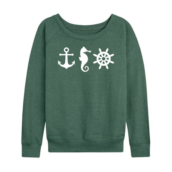 Instant Message - Nautical Symbols - Women's Lightweight French Terry Long Sleeve Shirt