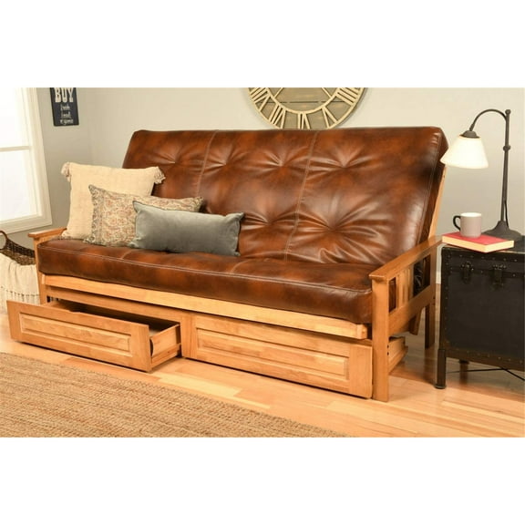 Monterey Frame Queen-Butternut Finish-Oregon Trail Saddle Mattress-Storage Drawers Kodiak Furniture