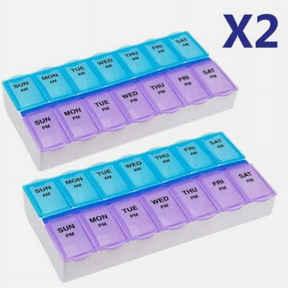 Large Pill Organizer 2 Times a Day, Weekly Pill Box 2 Per Day, AM PM Pill Case, Pill Container 7 Day, Vitamin Case Twice a Day