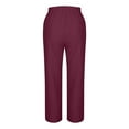 thumbnail image 4 of Sevevn Fashion Women Summer Comfortable Pocket Pants Casual Button Solid Full Length Pant Wine XXL End of Year Clearance, 4 of 6