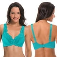 thumbnail image 3 of Curve Muse Women's Minimizer Unlined Underwire Bra With Lace Embroidery-2 Pack-Black,Teal-38DD, 3 of 6