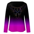 thumbnail image 5 of IROINNID Discount Ladies Long Sleeve T Shirts Lounge Printing Round Neck Loose T-Shirt Autumn Blouse Pullover Tops,Purple, 5 of 5