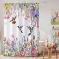 thumbnail image 6 of Shower Curtain Watercolor Floral Hummingbird Shower Curtains for Bathroom Decor, Waterproof Polyester Shower Curtain Set with Hooks, Small Stall Size 36" x 72" Spring Plant White, 6 of 9