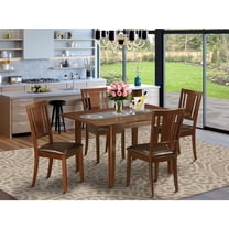 5 Piece Dining Room Set - Kitchen Table with Butterfly Leaf & 4 Faux Leather Chairs - 36x54 Inch
