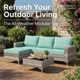 thumbnail image 4 of LAZZO 5-Piece Patio Furniture Set, Outdoor Wicker Conversation Set with Cushions and Coffee Table for Backyard and Porch, Green, 4 of 10