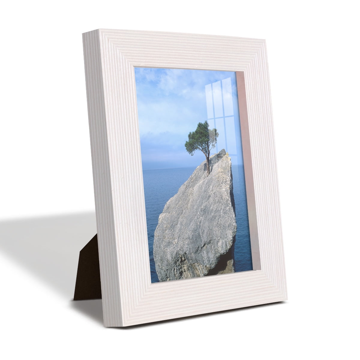 Grooved 3.5 in. x 5 in. White Picture Frame Set (Set of 4)