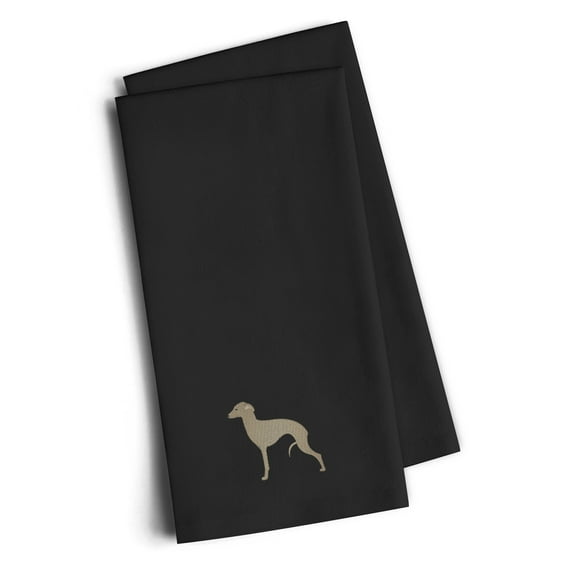 Italian Greyhound Black Embroidered Towel Set of 2