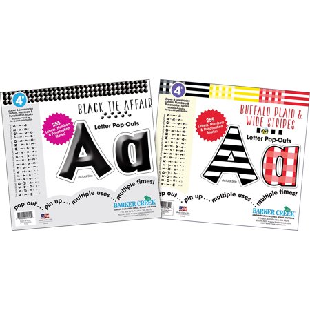 UPC: 0704068041417 | Barker Creek 4  Letter Pop-Out Set Stripes & Solids 510 Characters/Set (4141)