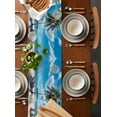 thumbnail image 2 of ERUNPONLY Summer Beach Coastal Table Runner - 60 Inch Long Blue Sea Ocean Landscape Hawaii Cotton and Linen Blended Dress Scarves Farmhouse Table Runner for Kitchen Dining, Coffee Table, 13"x60", 2 of 8