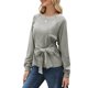 thumbnail image 2 of Sudadera con Nudo en la Cintura para Mujer, Larga Raglán, Estilo Túnica, Cuello Redondo, Elegante Blusa Deportiva de Otoño Gris M, 2 of 7
