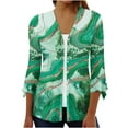 thumbnail image 1 of Femmes Cardigan 3/4 Manches Bouton vers le Bas Kimonos Légers Vêtements d'Automne Décontractés, 1 of 6