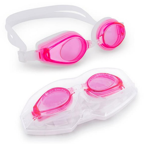 Brybelly SSWI-111 Swimming Goggles with Case, Pink - Adult