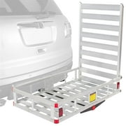 Wheelchair Scooter Carrier with Ramp for Car Truck SUV, 2in Hitch, 500 lb. Capacity, 48in x 28in Cargo Carrier for Vehicles, Silver Spring