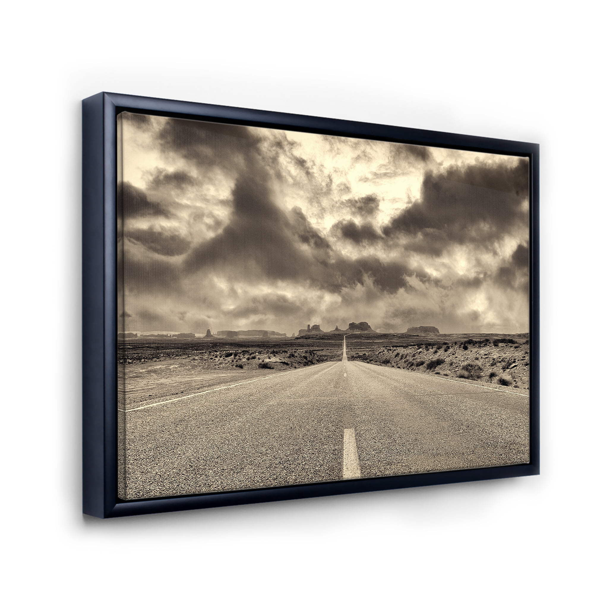 Designart 'The Straight Road To Monument Valley' Traditional Framed Canvas Wall Art Print