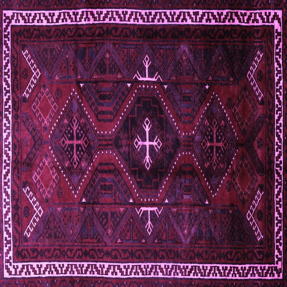 Ahgly Company Indoor Square Persian Purple Traditional Area Rugs, 7' Square